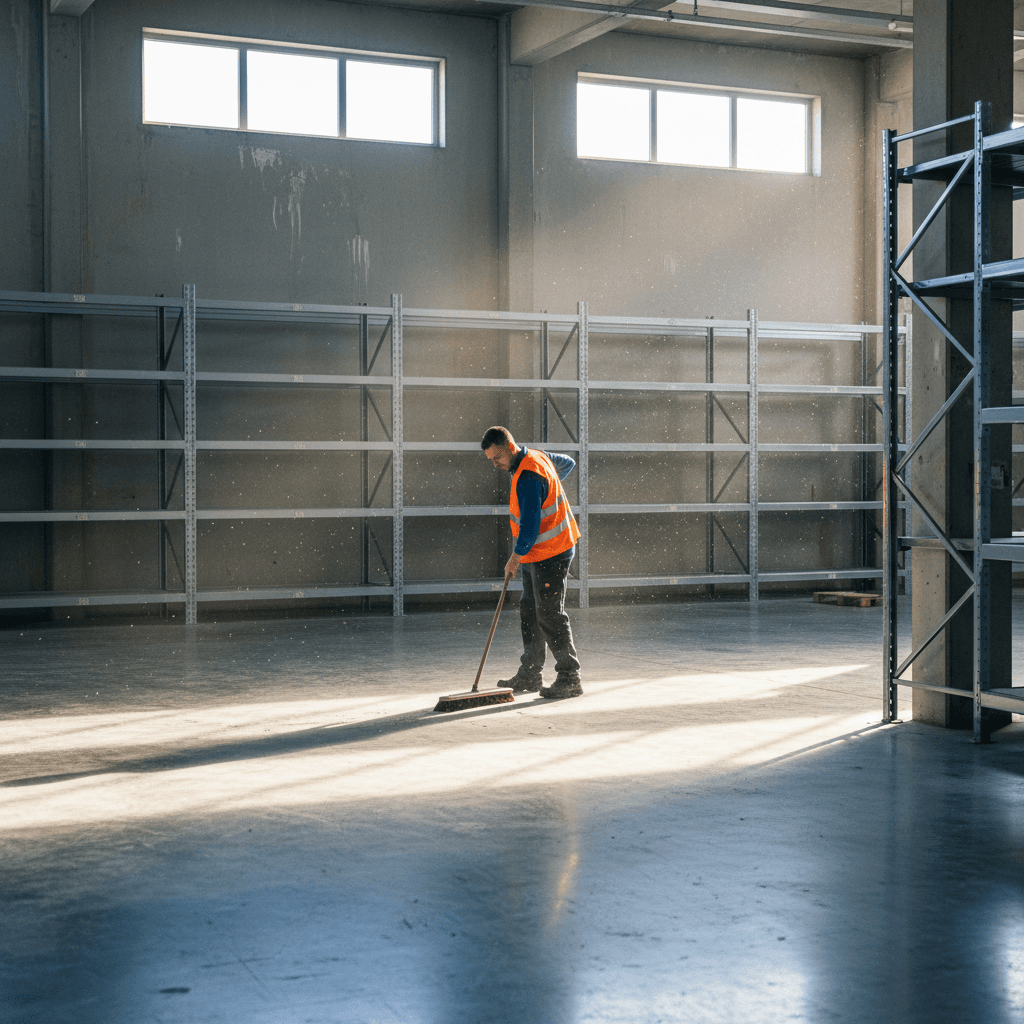 Commercial property being cleared and swept clean
